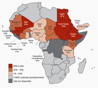 mappa delle mutilazione genitali femminili in Africa