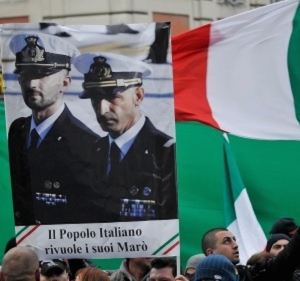 Una manifestazione per il rilascio dei sottufficiali Massimiliano Latorre e Salvatore Girone