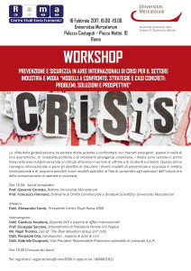 Roma: workshop 'Prevenzione e sicurezza in aree internazionali di crisi' del Centro Studi Roma3000