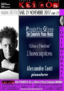 Roma: concerto del pianista Alessandro Conti dedicato a Philip Glass il 25 novembre